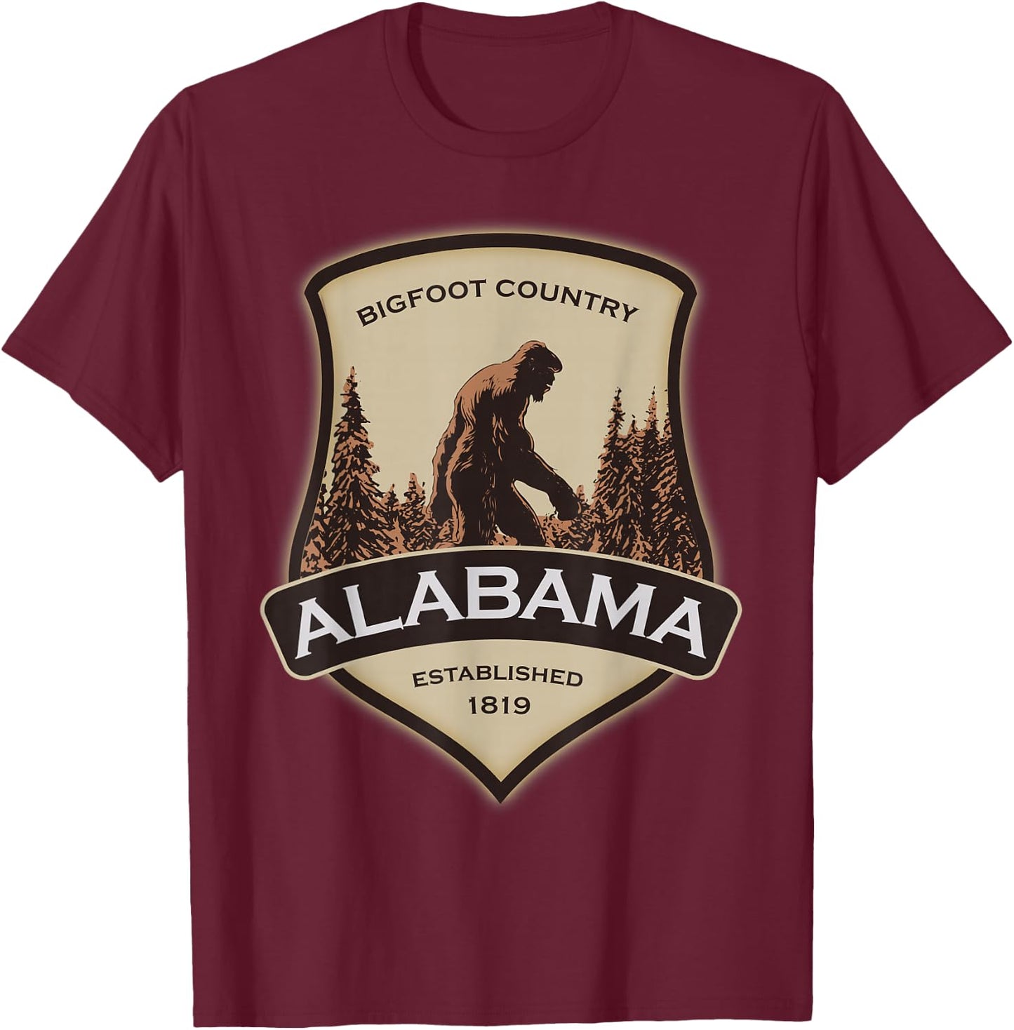 Alabama and a Bigfoot, or a Sasquatch T-Shirt - T-Shirt | Maroon
