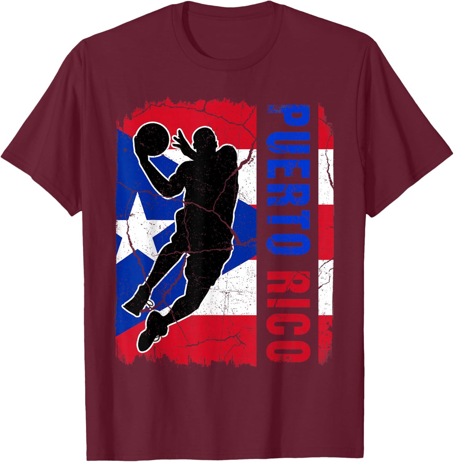 Puerto Rican Basketball Player Puerto Rico Flag Basketball T-Shirt - T-Shirt | Maroon