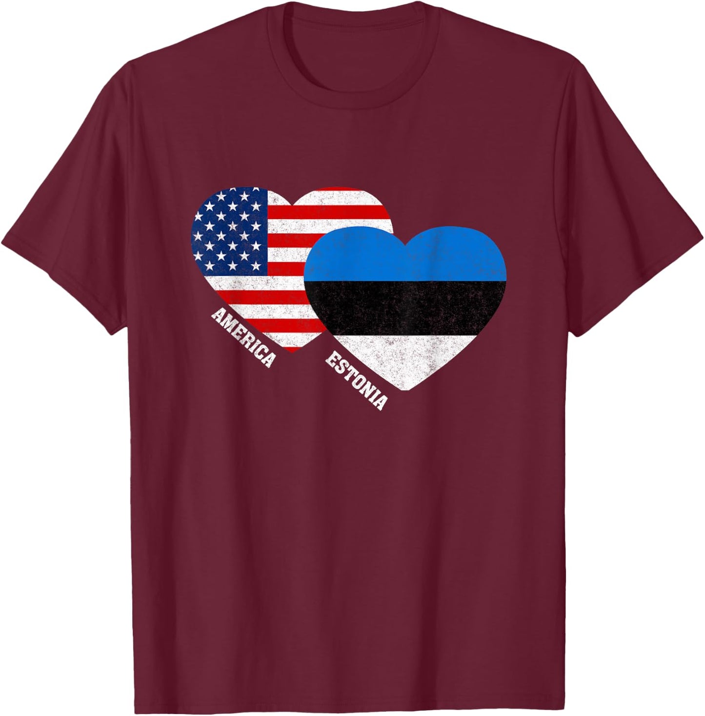 Estonia Flag Shirt Estonian American Pride Vintage T-Shirt - T-Shirt | Maroon