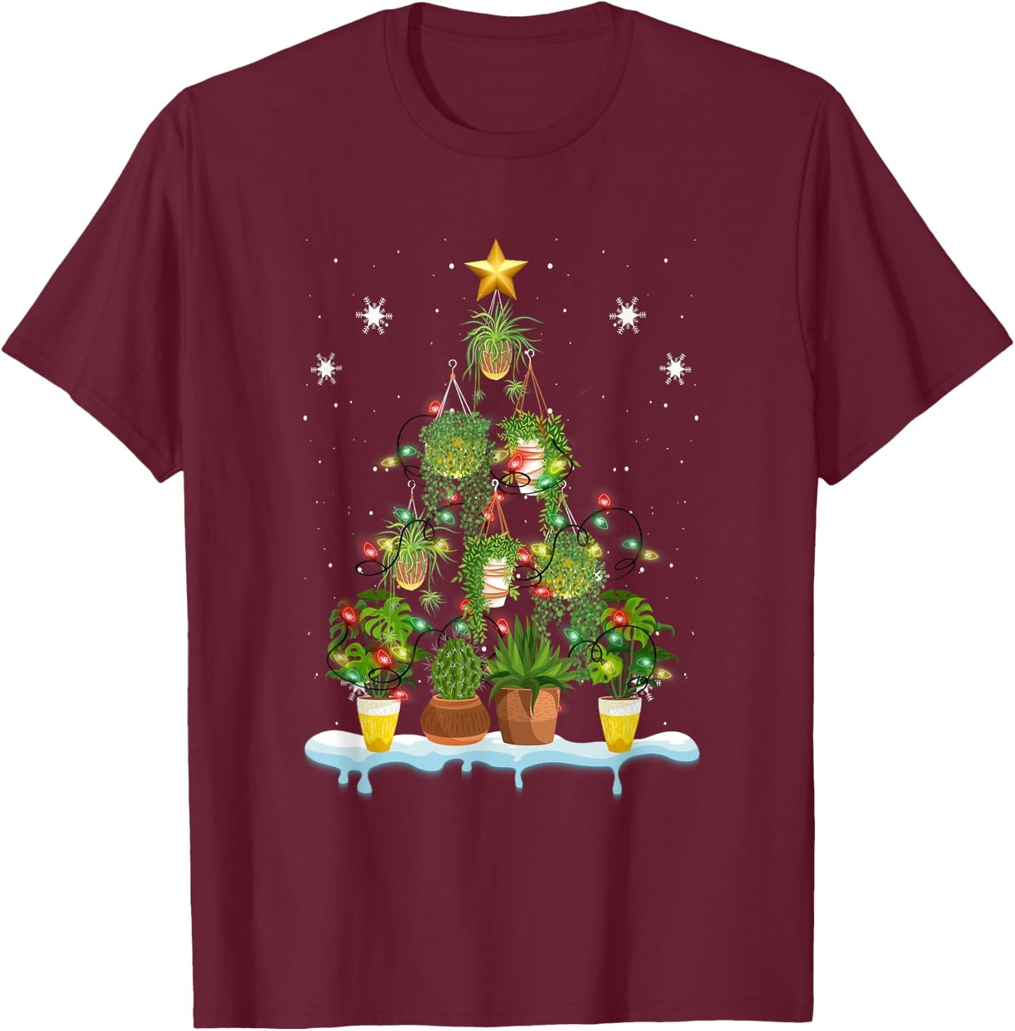 Xmas Tree Gardening Potted Plant Christmas Tree Gardener T-Shirt - T-Shirt | Maroon
