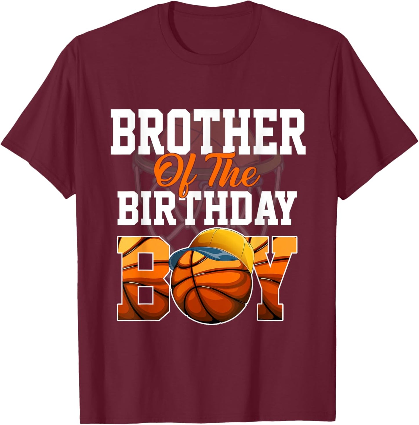 Family Baller B-day Party Brother Basketball Birthday Boy T-Shirt - T-Shirt | Maroon