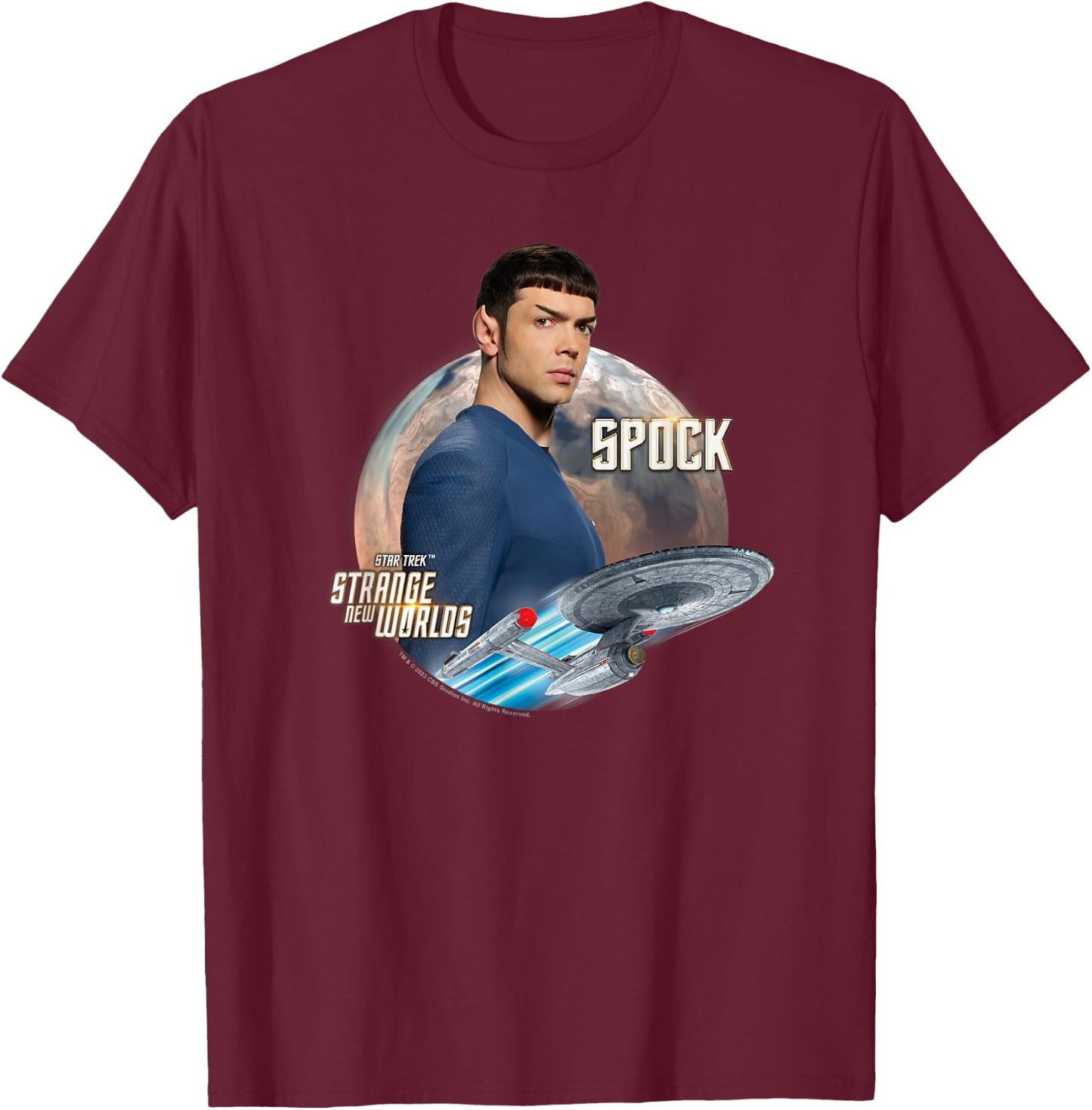 Star Trek Strange New Worlds Spock T-Shirt - T-Shirt | Maroon