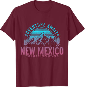 New Mexico The Land of Enchantment Vintage Mountains Hiking T-Shirt - T-Shirt | Maroon