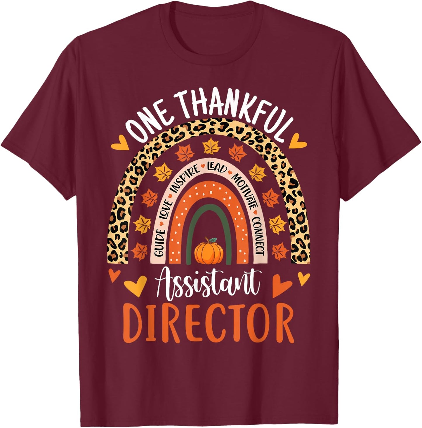 Thankful Assistant Director Thanksgiving School Secretary T-Shirt - T-Shirt | Maroon
