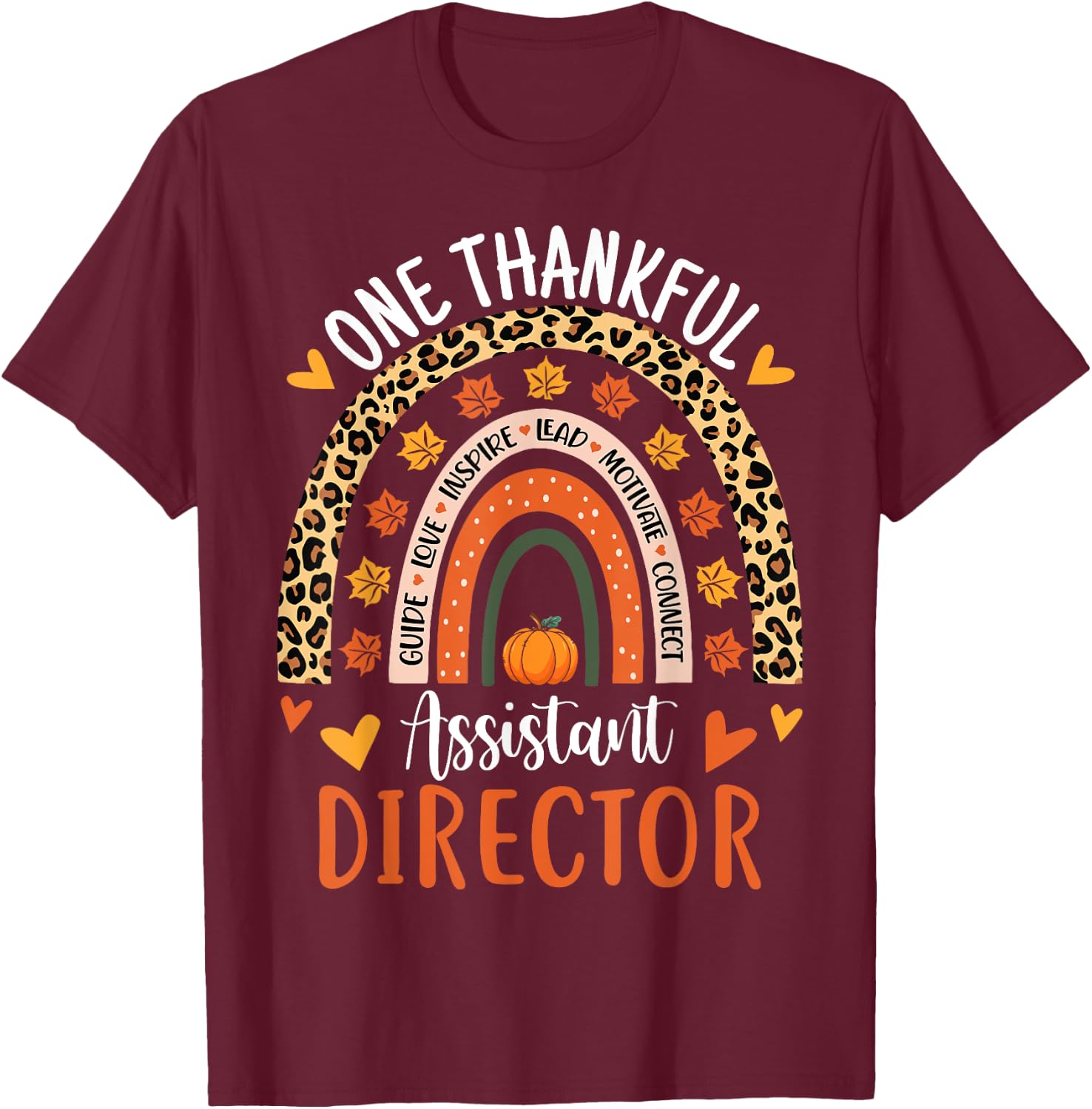 Thankful Assistant Director Thanksgiving School Secretary T-Shirt - T-Shirt | Maroon