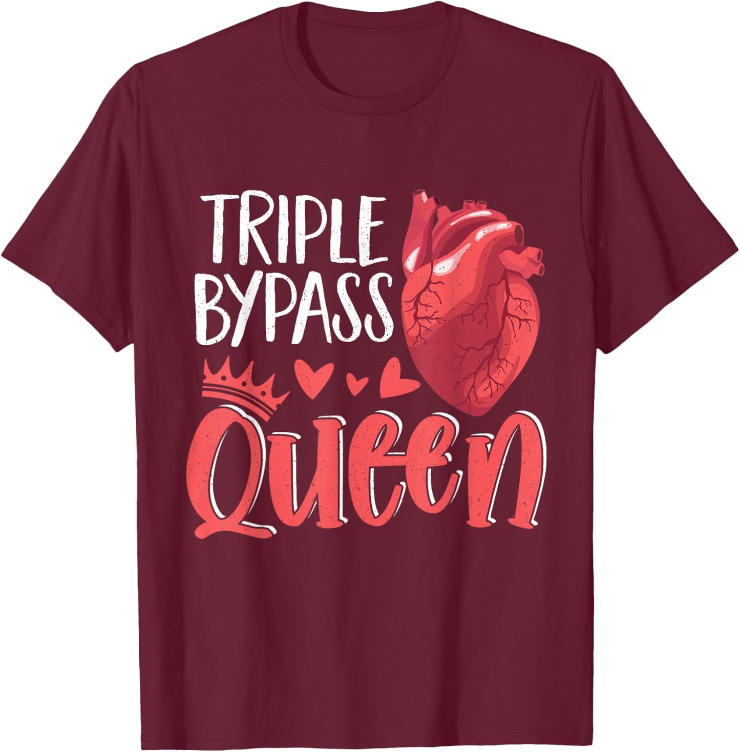 Open Heart Surgery Bypass Awareness Heart Triple Bypass T-Shirt - T-Shirt | Maroon