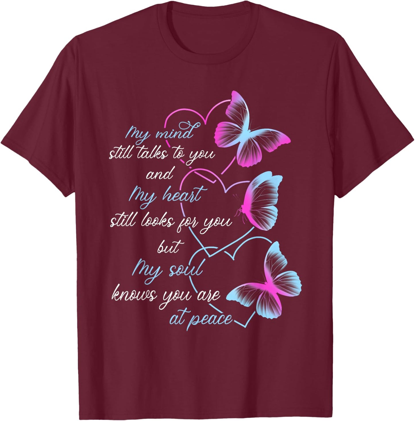 Memorial Men Butterflies Mom Dad Husband Wife T-Shirt - T-Shirt | Maroon