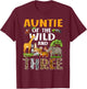 Auntie Of The Wild Three Zoo Birthday Safari Jungle T-Shirt - T-Shirt | Maroon