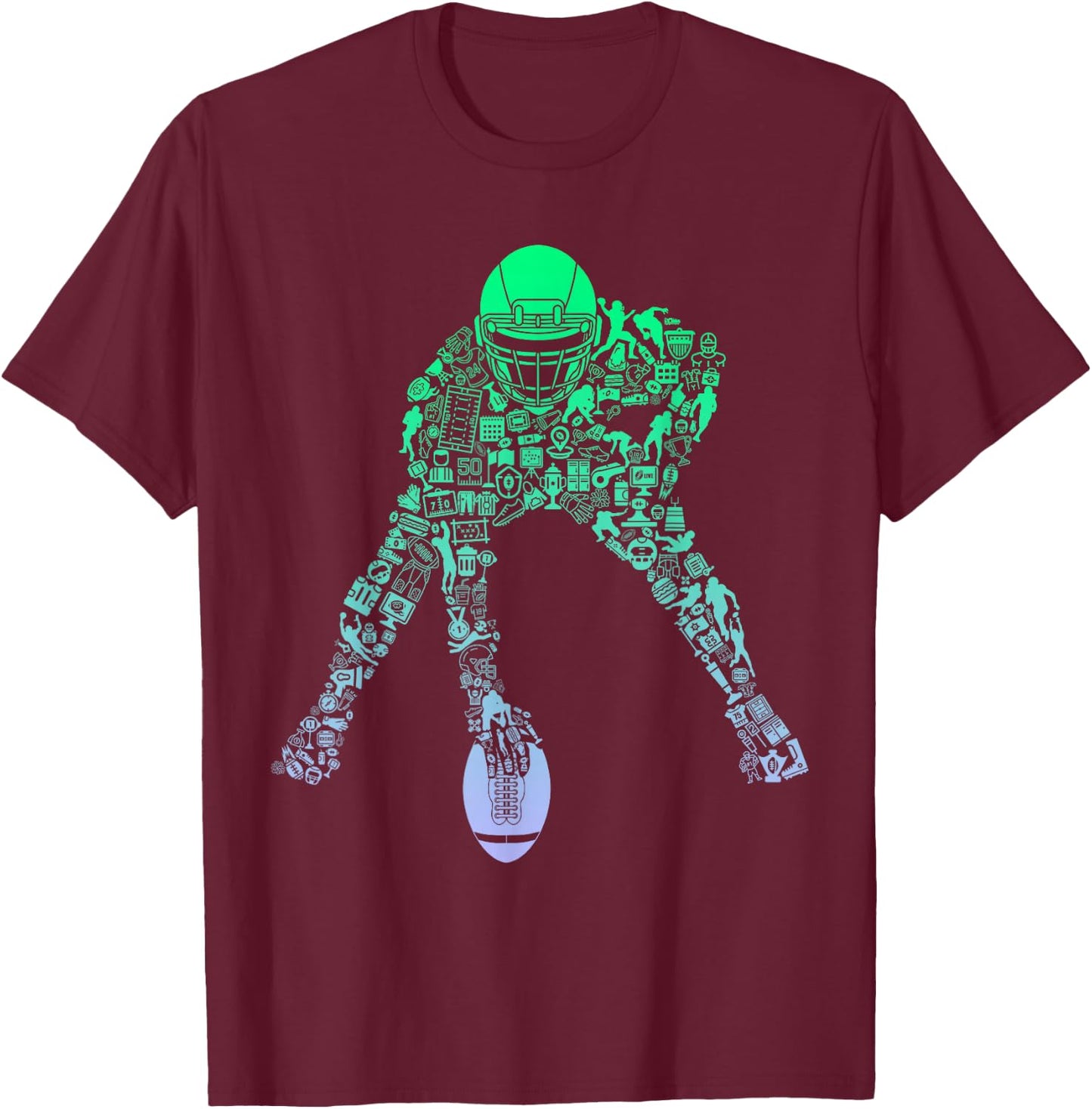 Youth Football Apparel Center Player Coach Boys Football T-Shirt - T-Shirt | Maroon