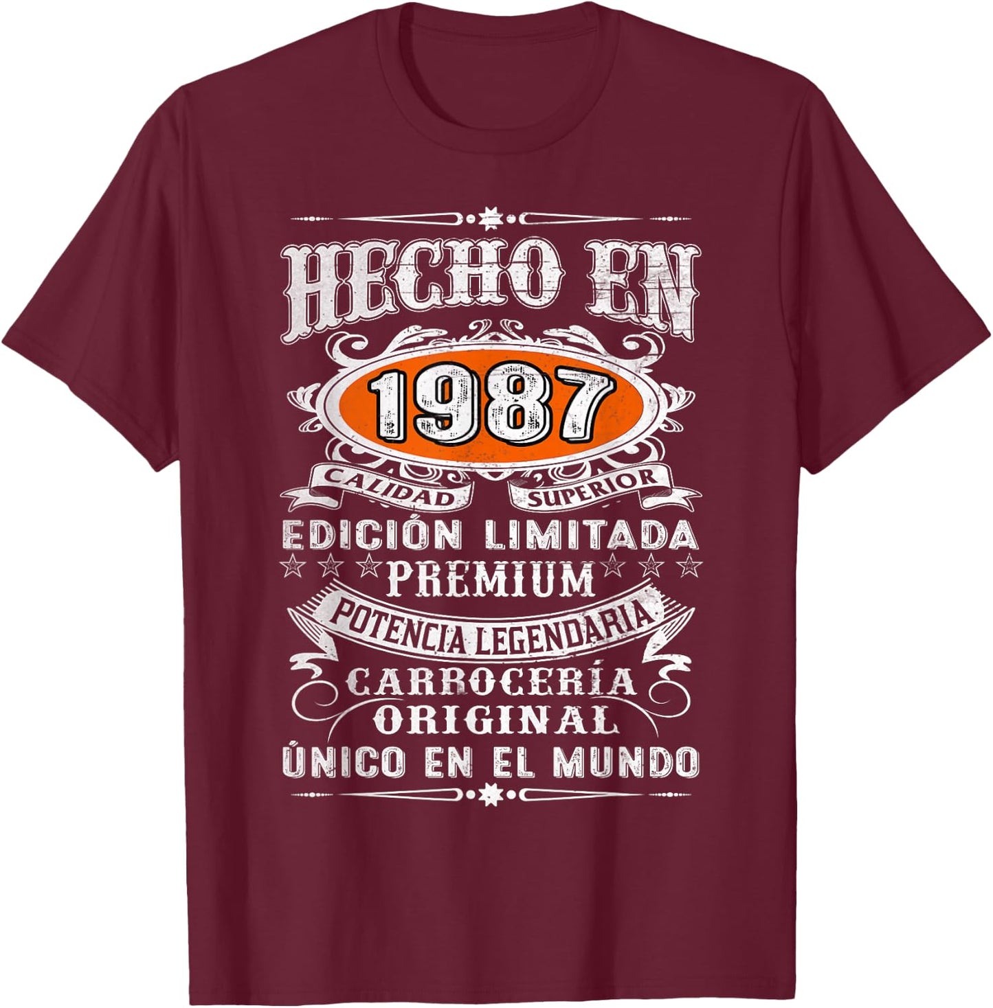 37th Birthday Spanish Made In 1987 Cumpleaños Español T-Shirt - T-Shirt | Maroon