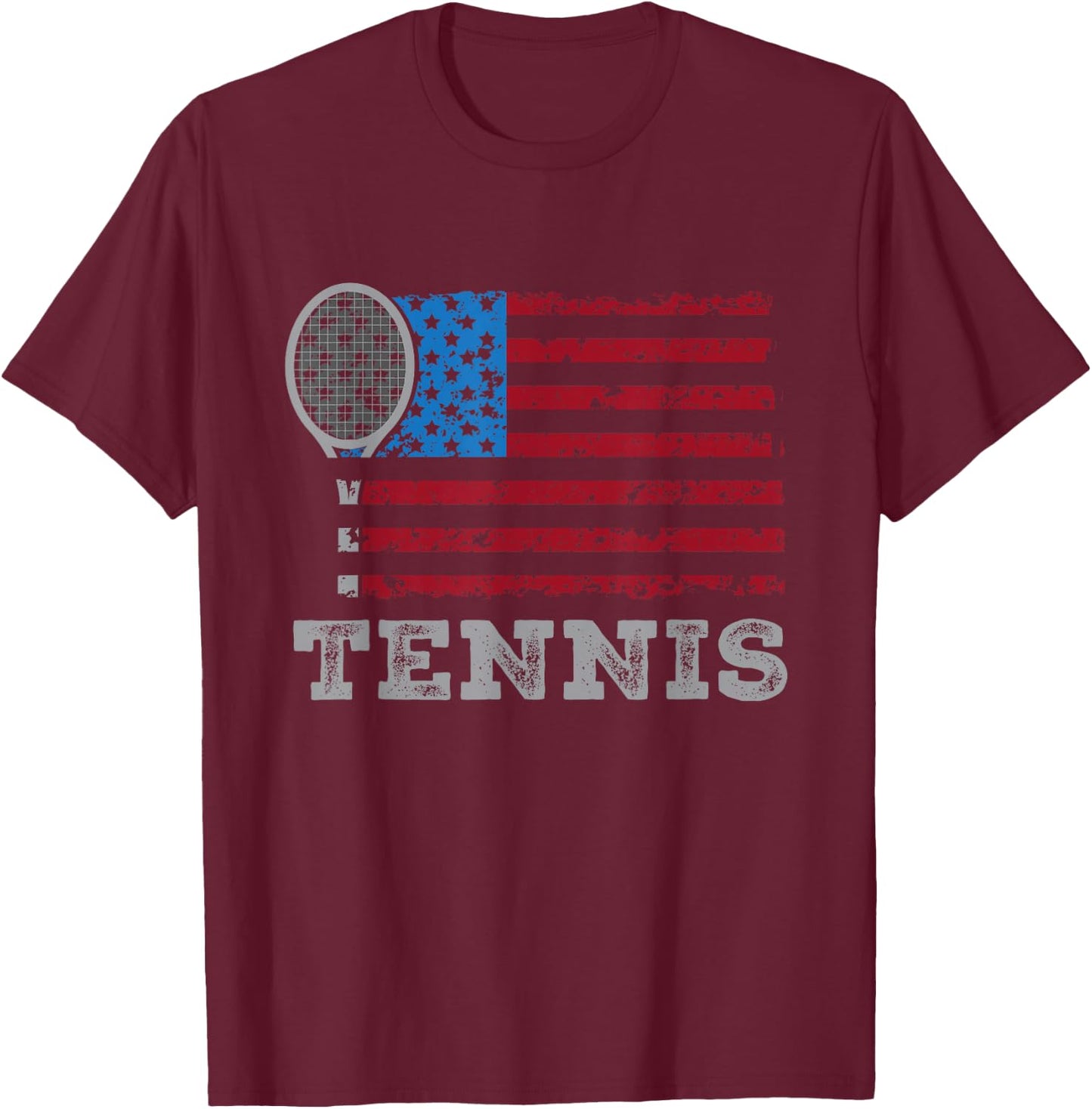 USA Flag Tennis US Tennis Lover Team Sport T-Shirt - T-Shirt | Maroon