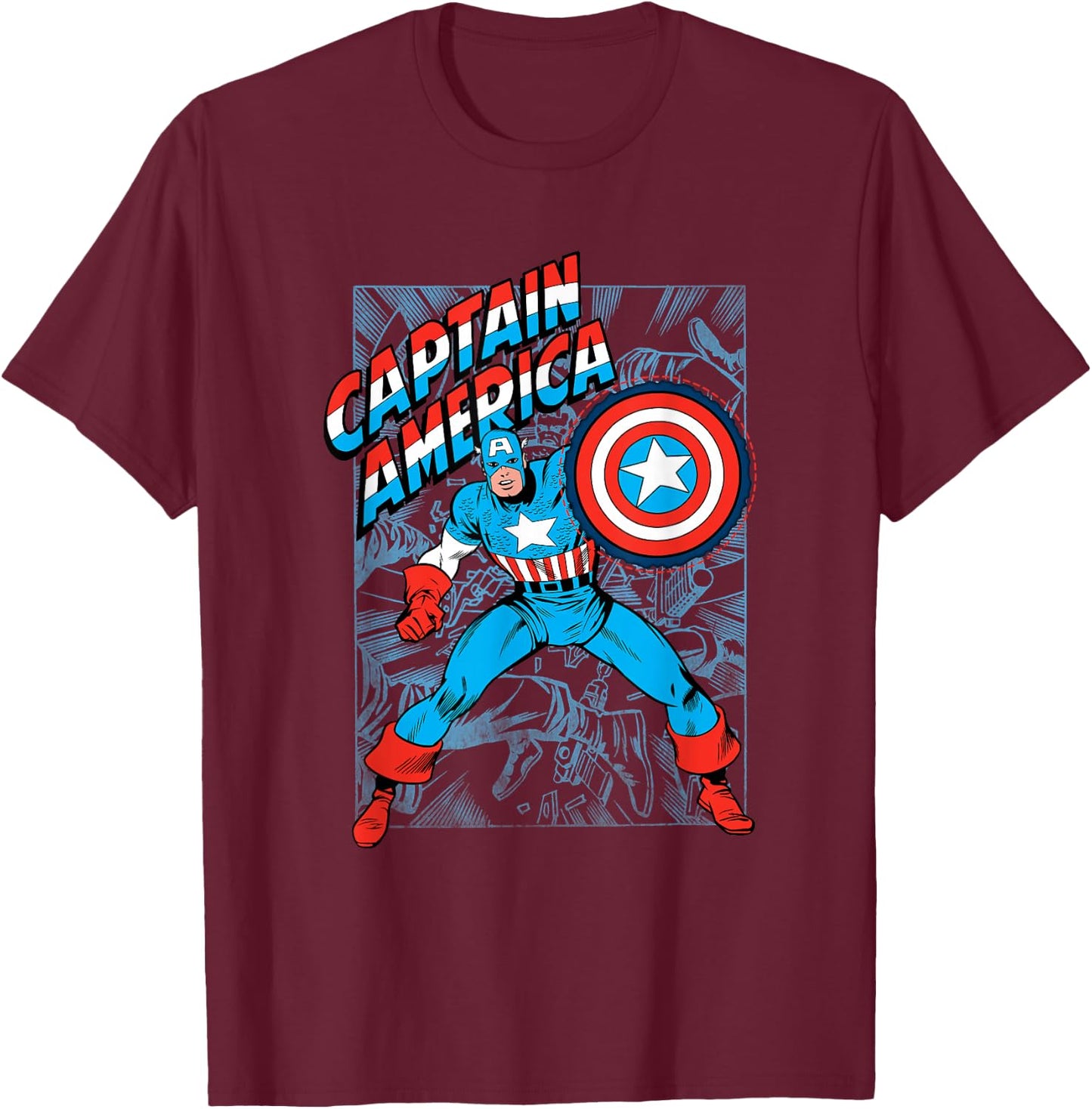 Marvel Comics Retro Classic Captain America Comic Book Cover T-Shirt - T-Shirt | Maroon