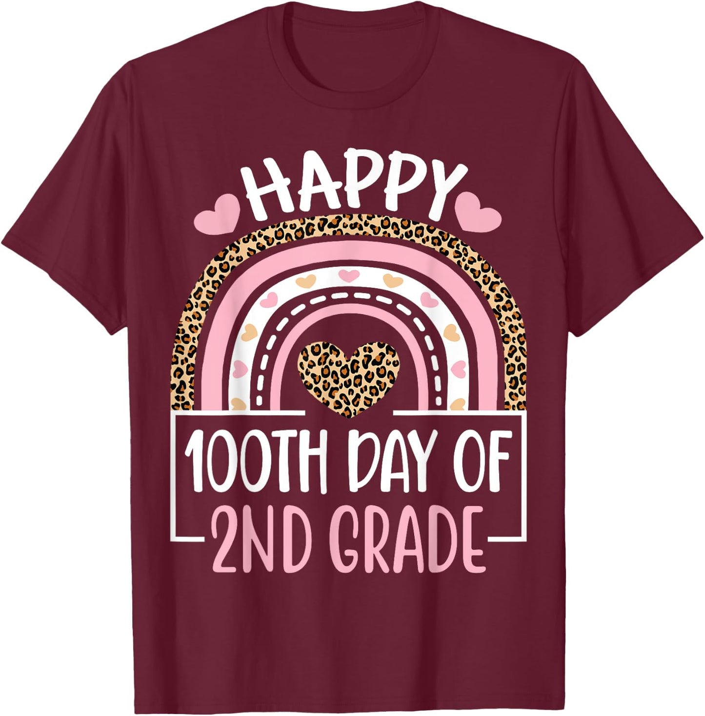 100th Day Of 2nd Grade Funny 100 Days Of School Teacher T-Shirt - T-Shirt | Maroon
