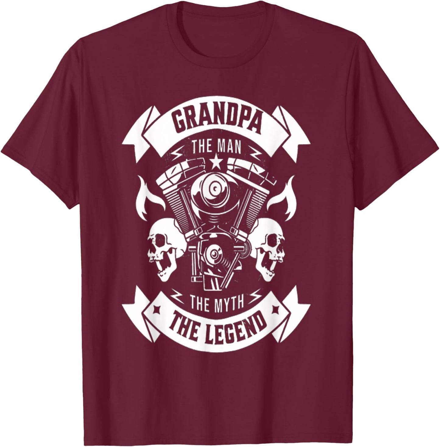Biker Grandpa The Man The Myth The Legend Motorcycle T-Shirt - T-Shirt | Maroon