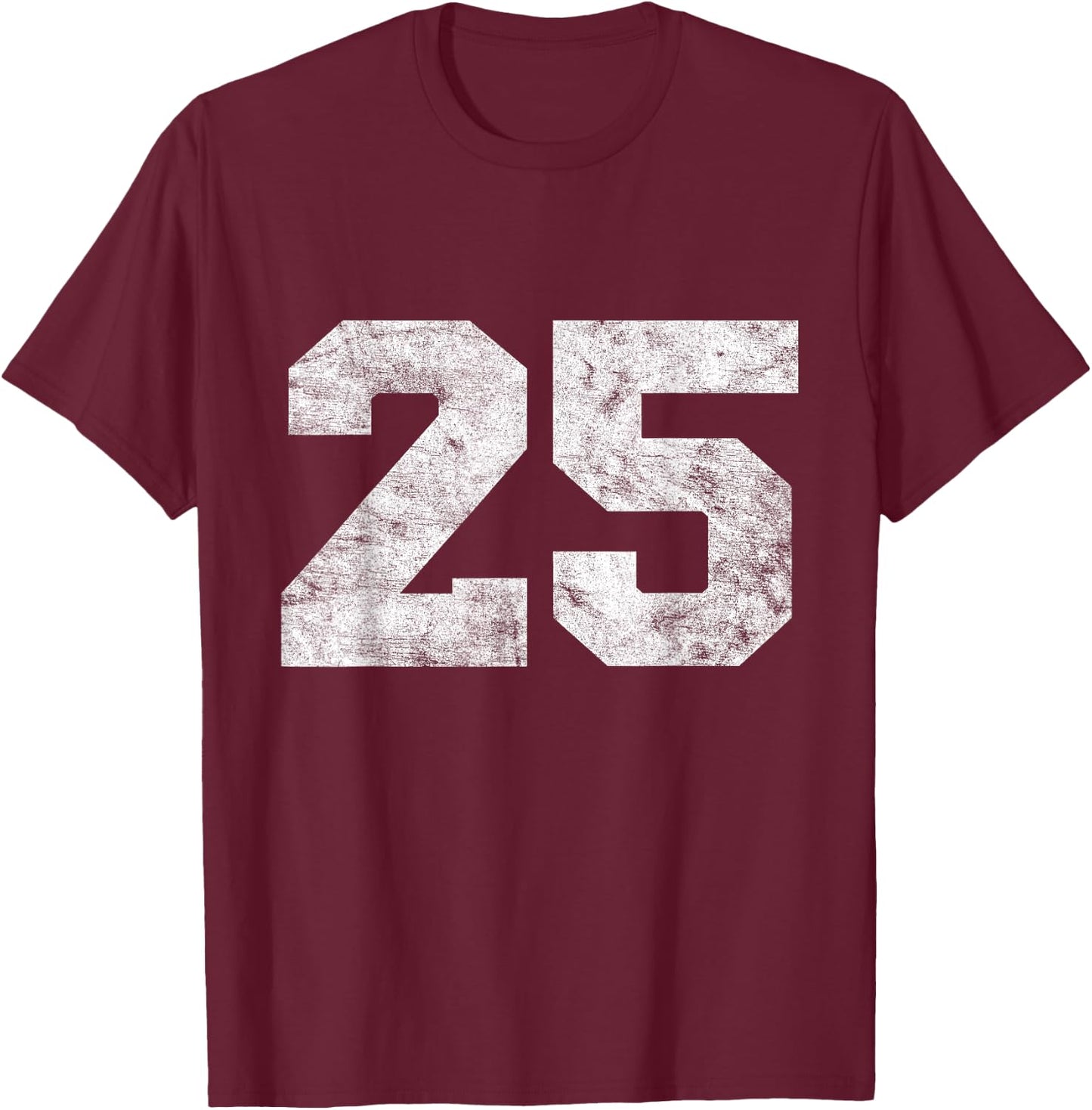 Vintage Lucky Number 25 Birthday Sports Player Team Athlete T-Shirt - T-Shirt | Maroon