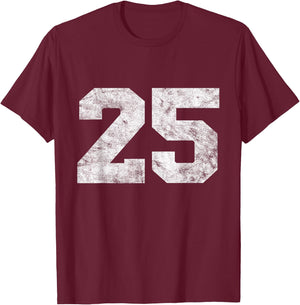 Vintage Lucky Number 25 Birthday Sports Player Team Athlete T-Shirt - T-Shirt | Maroon