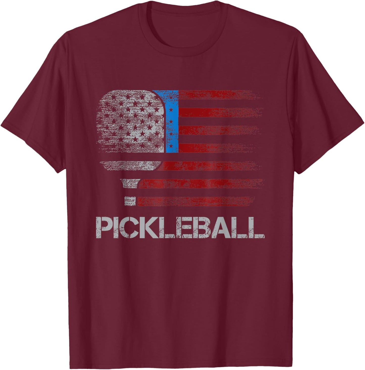 US Flag Pickleball Player Paddleball Lover T-Shirt - T-Shirt | Maroon