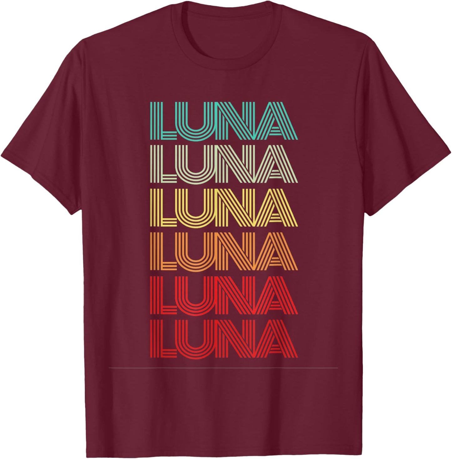 First Name LUNA Girl Retro Personalized Groovy 60s Birthday T-Shirt - T-Shirt | Maroon