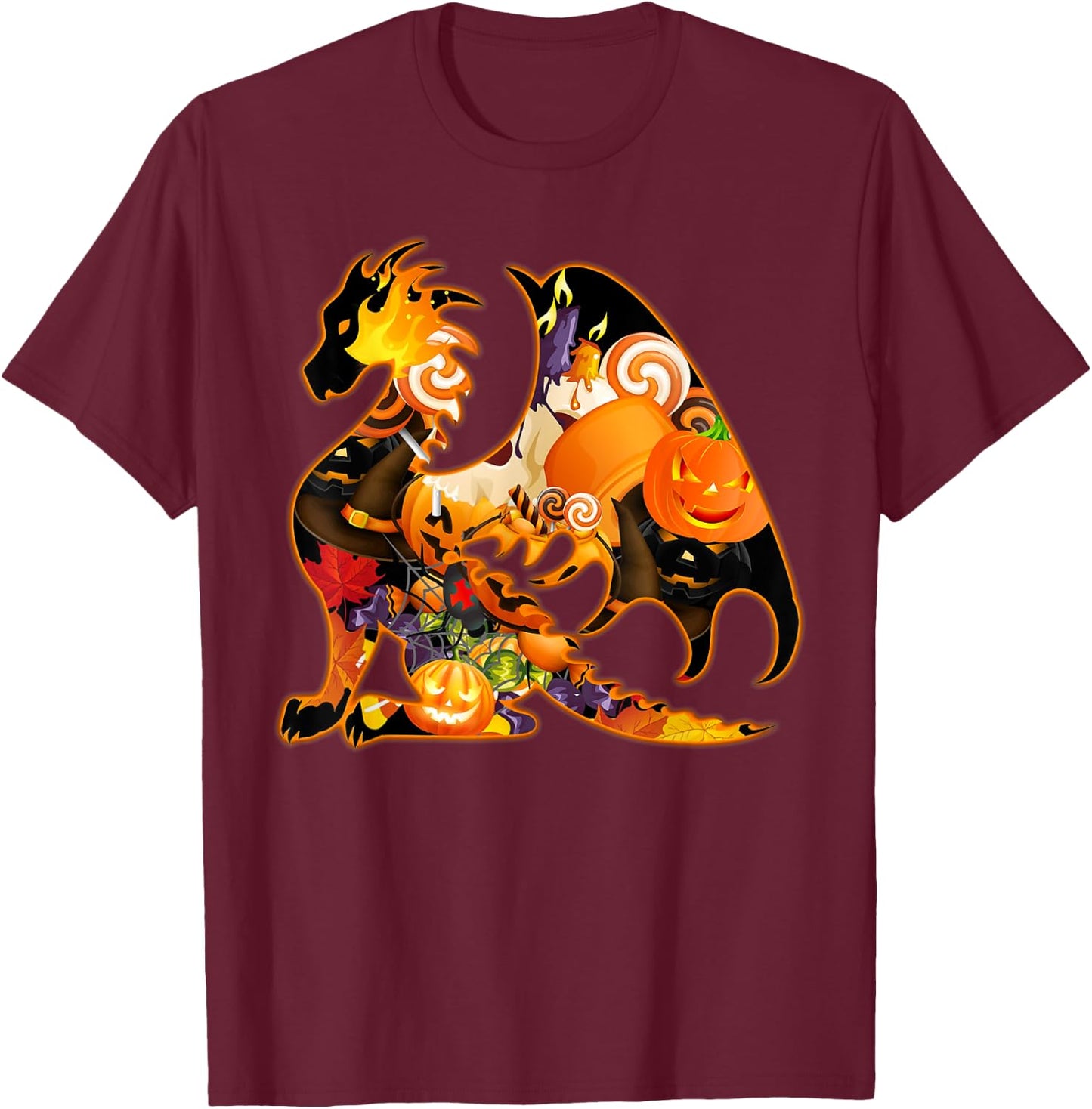 Dragon Halloween Costume Dragon Pumpkin Fall T-Shirt - T-Shirt | Maroon
