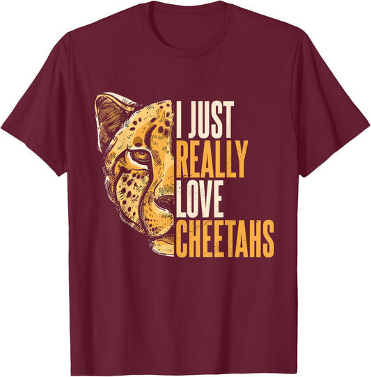 Cheetah Face Leopard Wildlife Men Women Kids T-Shirt - T-Shirt | Maroon