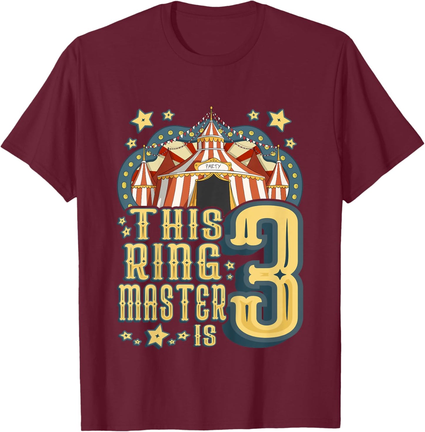 Kids This Ringmaster is 3 - Vintage Circus - third Birthday T-Shirt - T-Shirt | Maroon