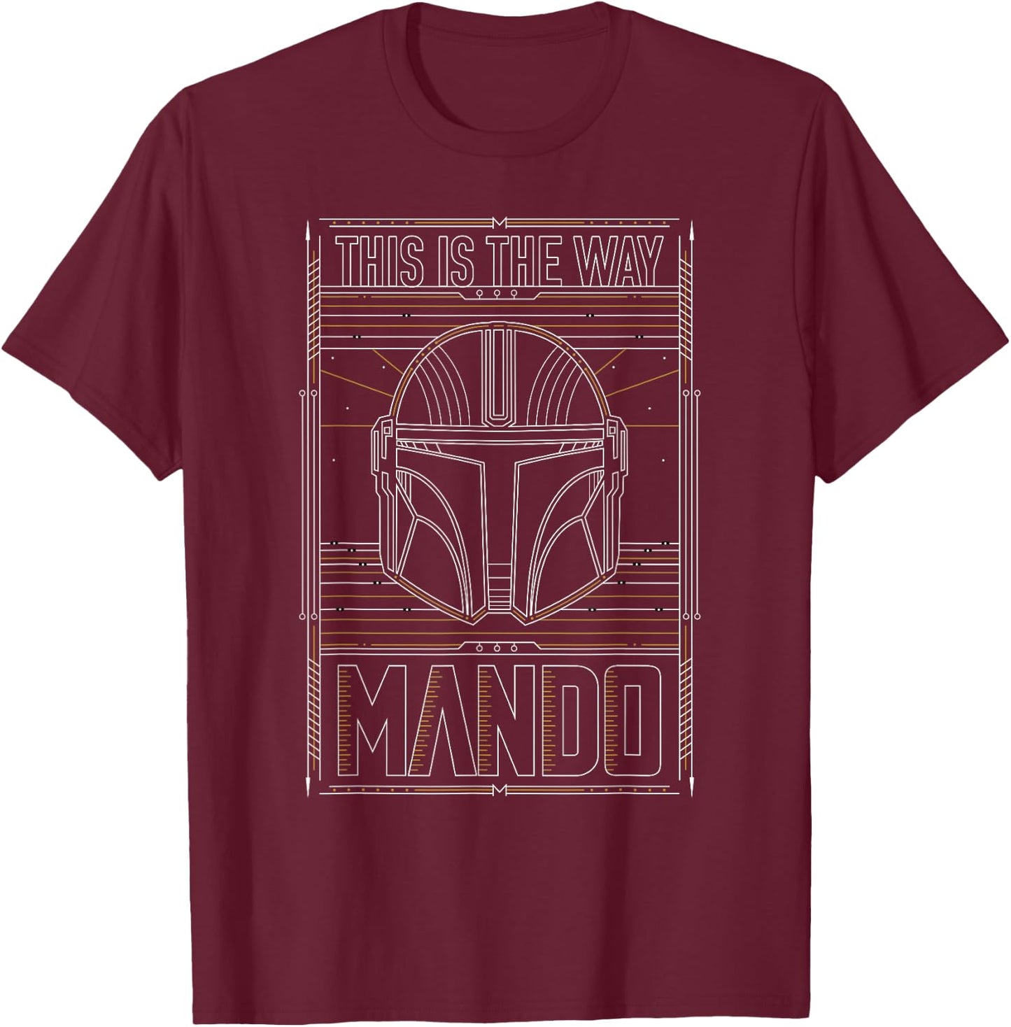 Star Wars: The Mandalorian This Is The Way Line Art Badge T-Shirt - T-Shirt | Maroon