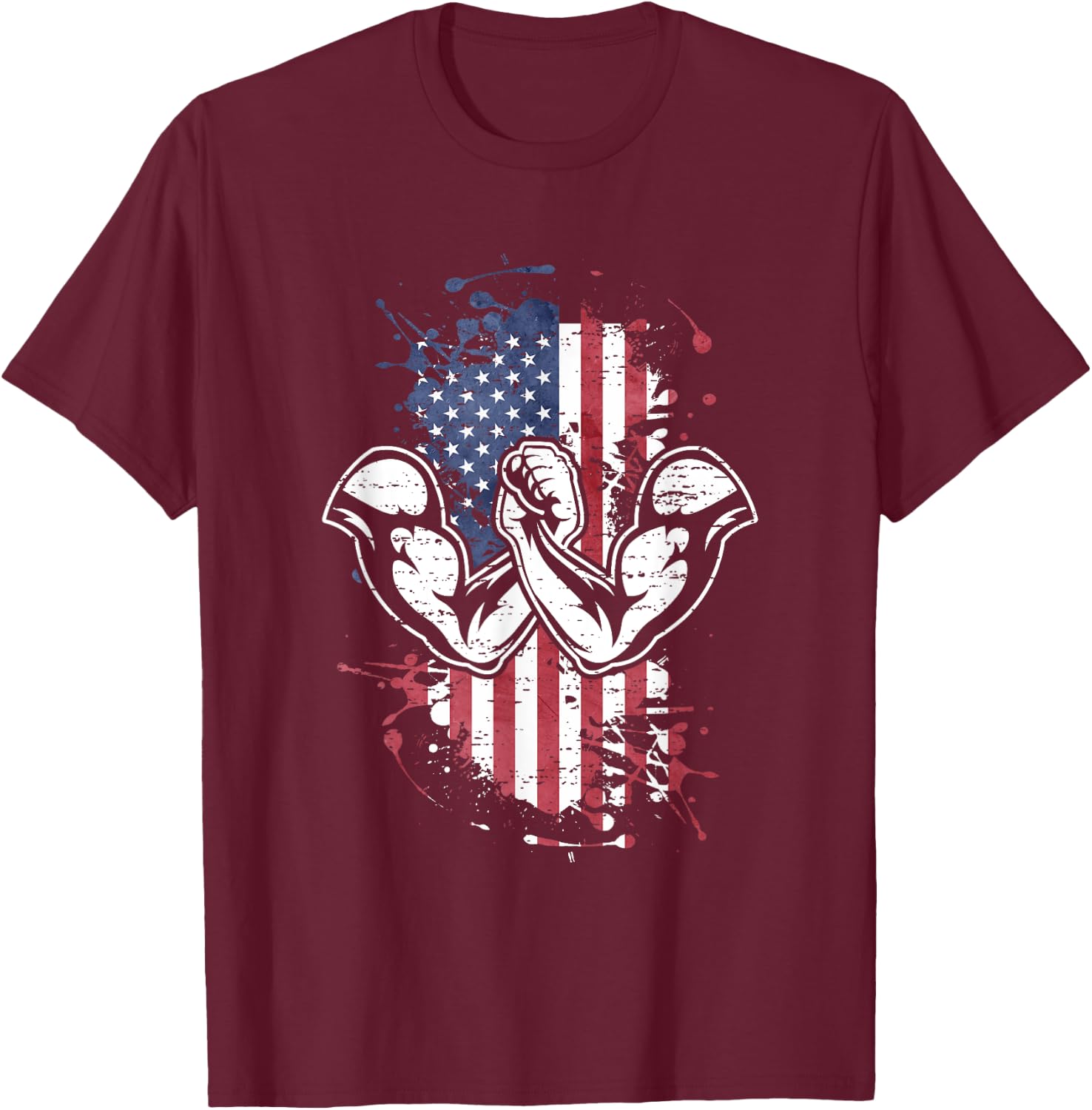 Arm Wrestling USA Flag Men T-Shirt - T-Shirt | Maroon