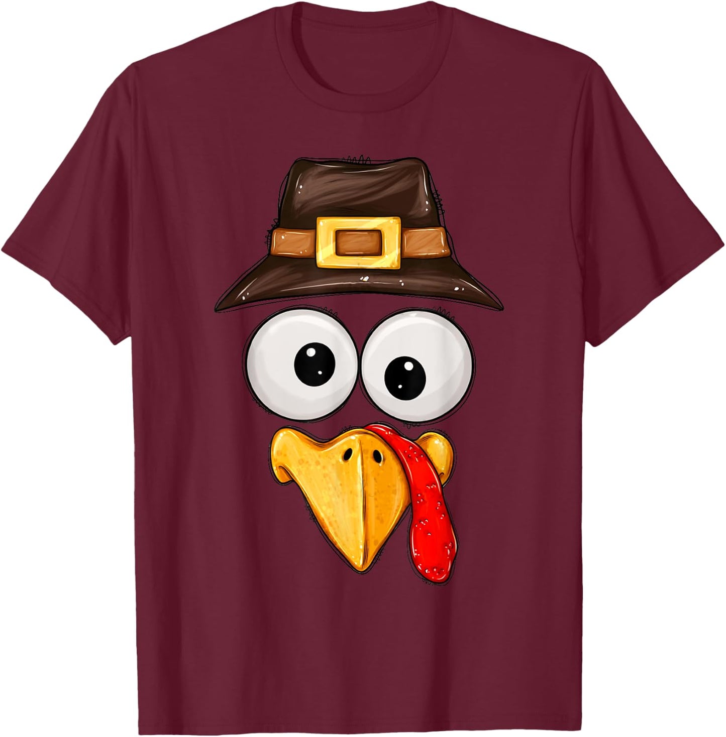 Cute Turkey Face Glasses Boys Kids Thanksgiving Family T-Shirt - T-Shirt | Maroon