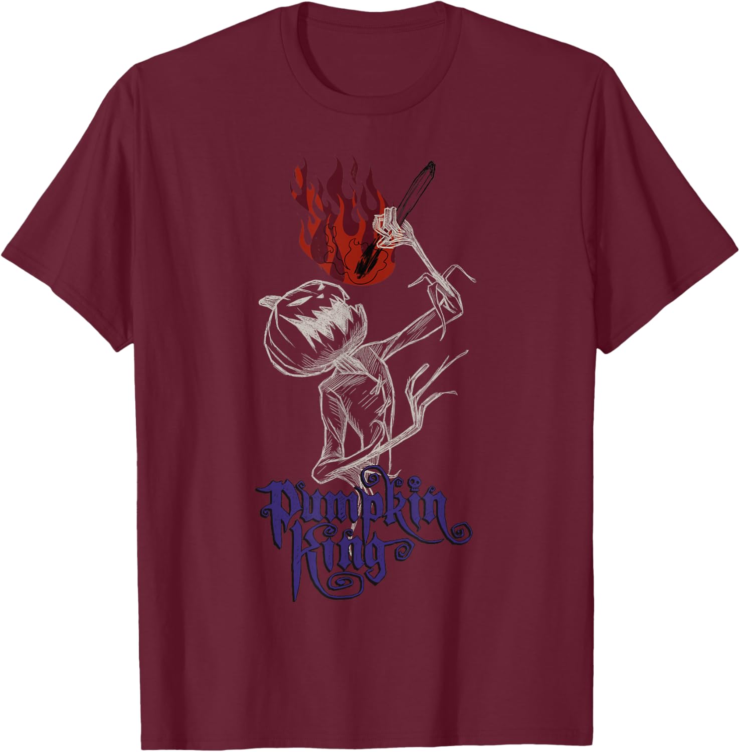 Disney The Nightmare Before Christmas Pumpkin King Torch T-Shirt - T-Shirt | Maroon