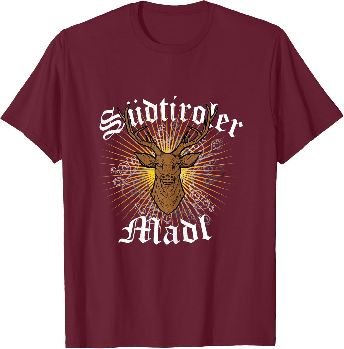 South Tyrol Women's with Stag Head South Tyrolean T-Shirt - T-Shirt | Maroon