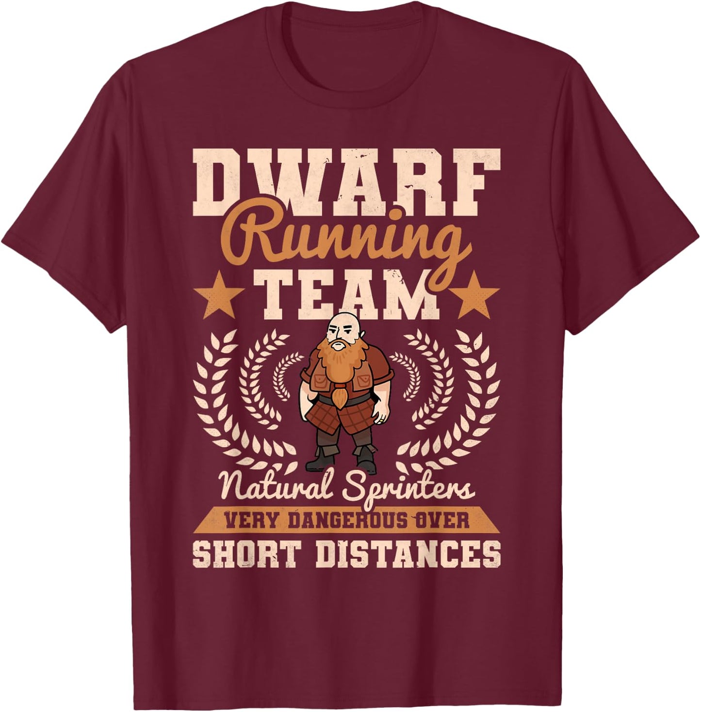 Dwarf Running Team Natural, Mythical Creatures, Monster T-Shirt - T-Shirt | Maroon