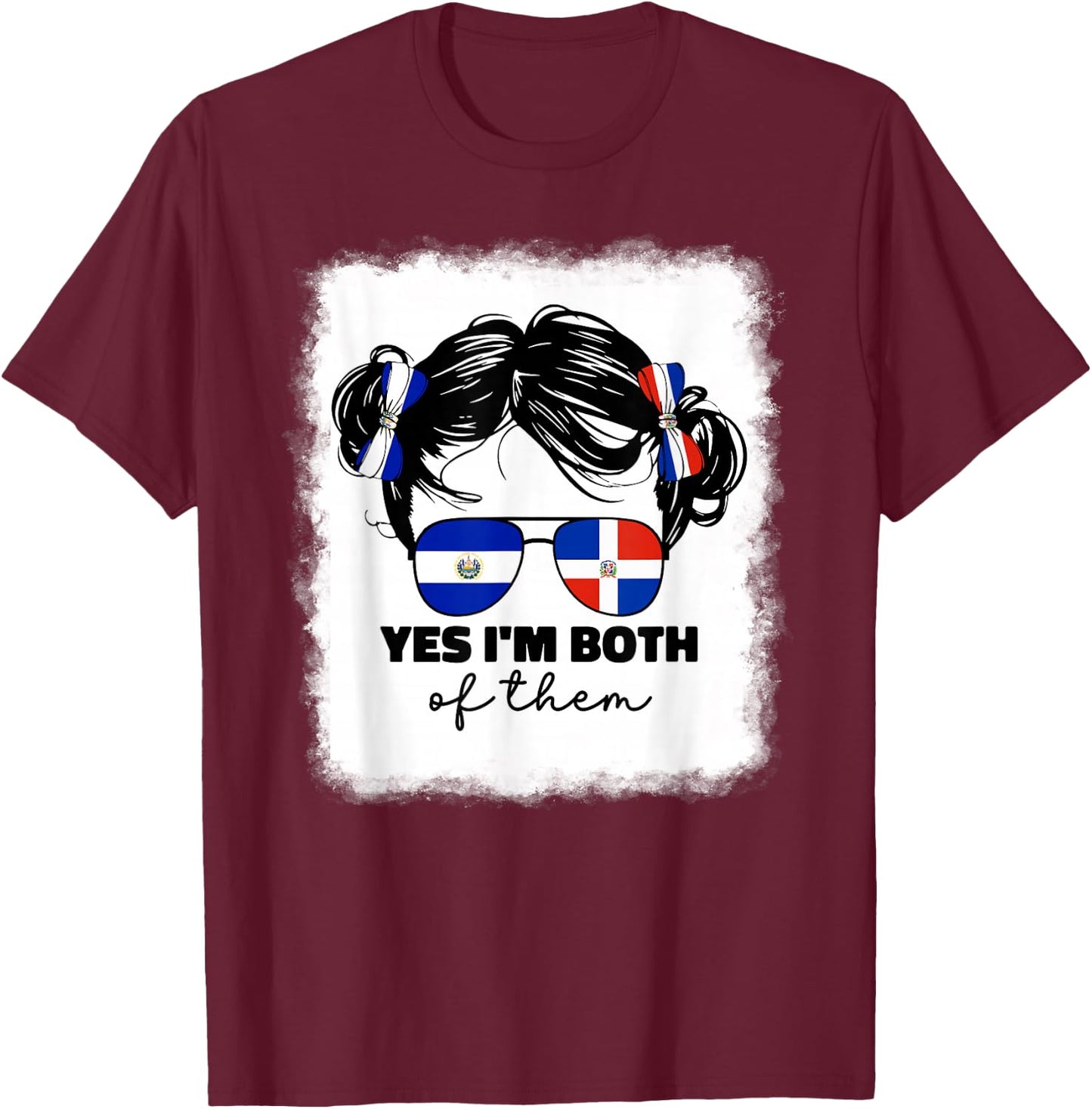 Half Dominican And Salvadorian El Salvador Flag Kids Girls T-Shirt - T-Shirt | Maroon