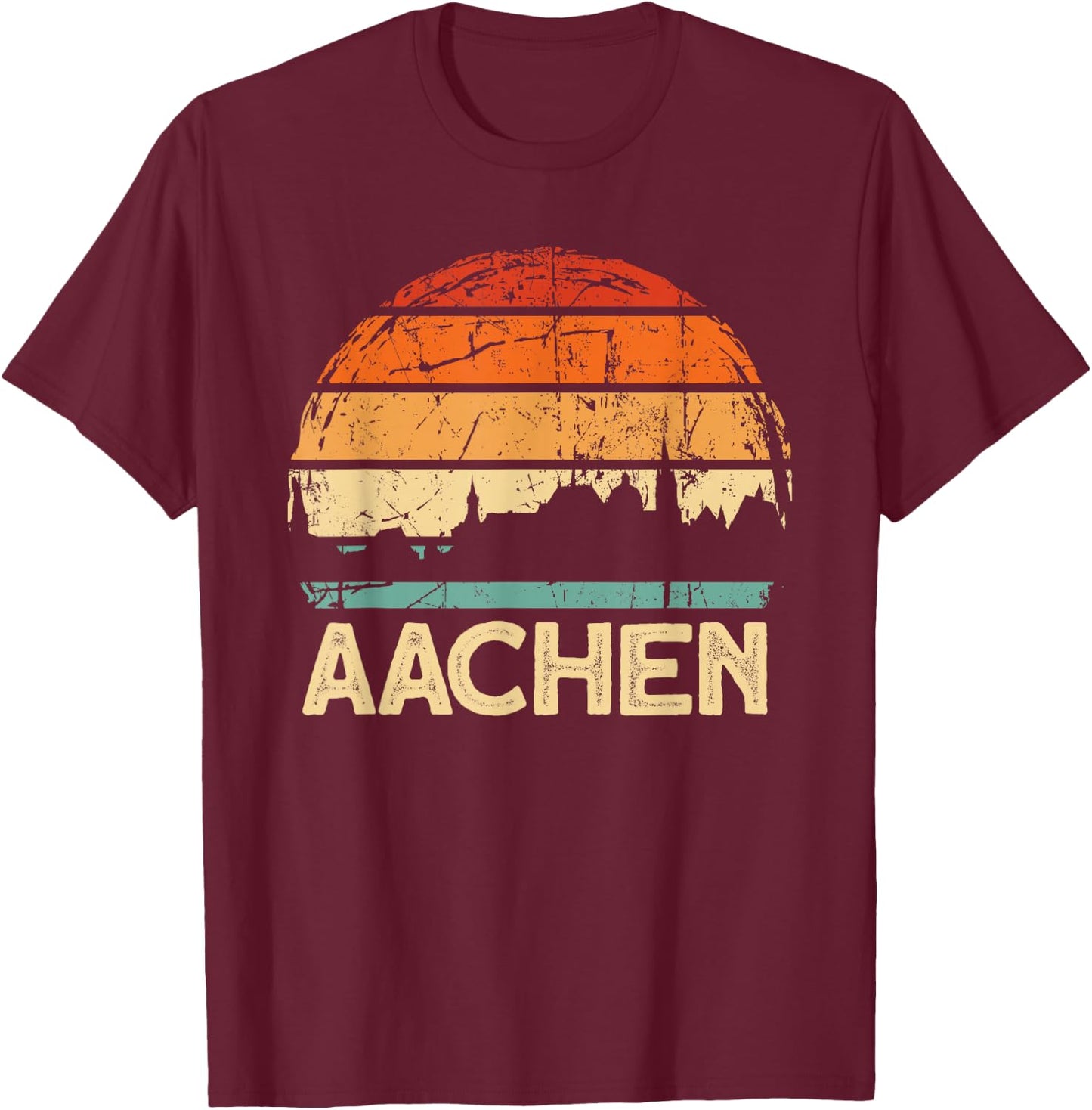 Aachen Skyline T-Shirt - T-Shirt | Maroon
