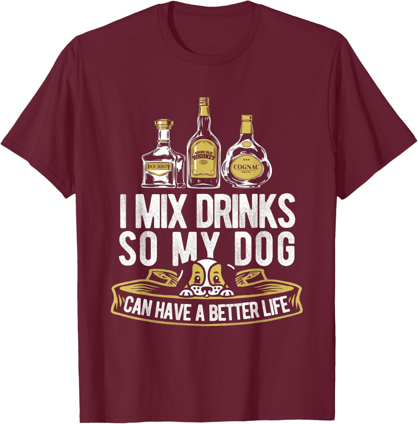 Bartending Dog Bartender - Mixologist Barkeeper Barman T-Shirt - T-Shirt | Maroon