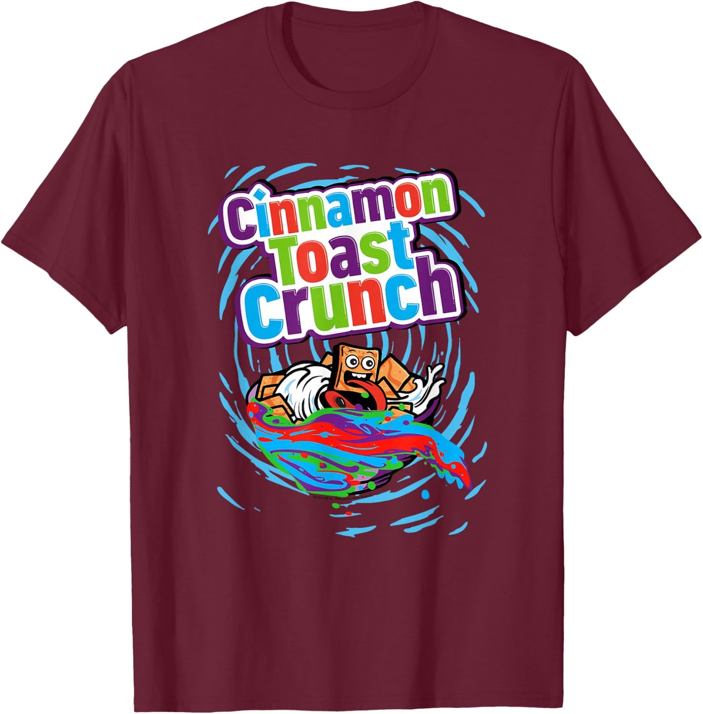 Cinnamon Toast Crunch Surfing Breakfast Cereal Color Logo T-Shirt - T-Shirt | Maroon