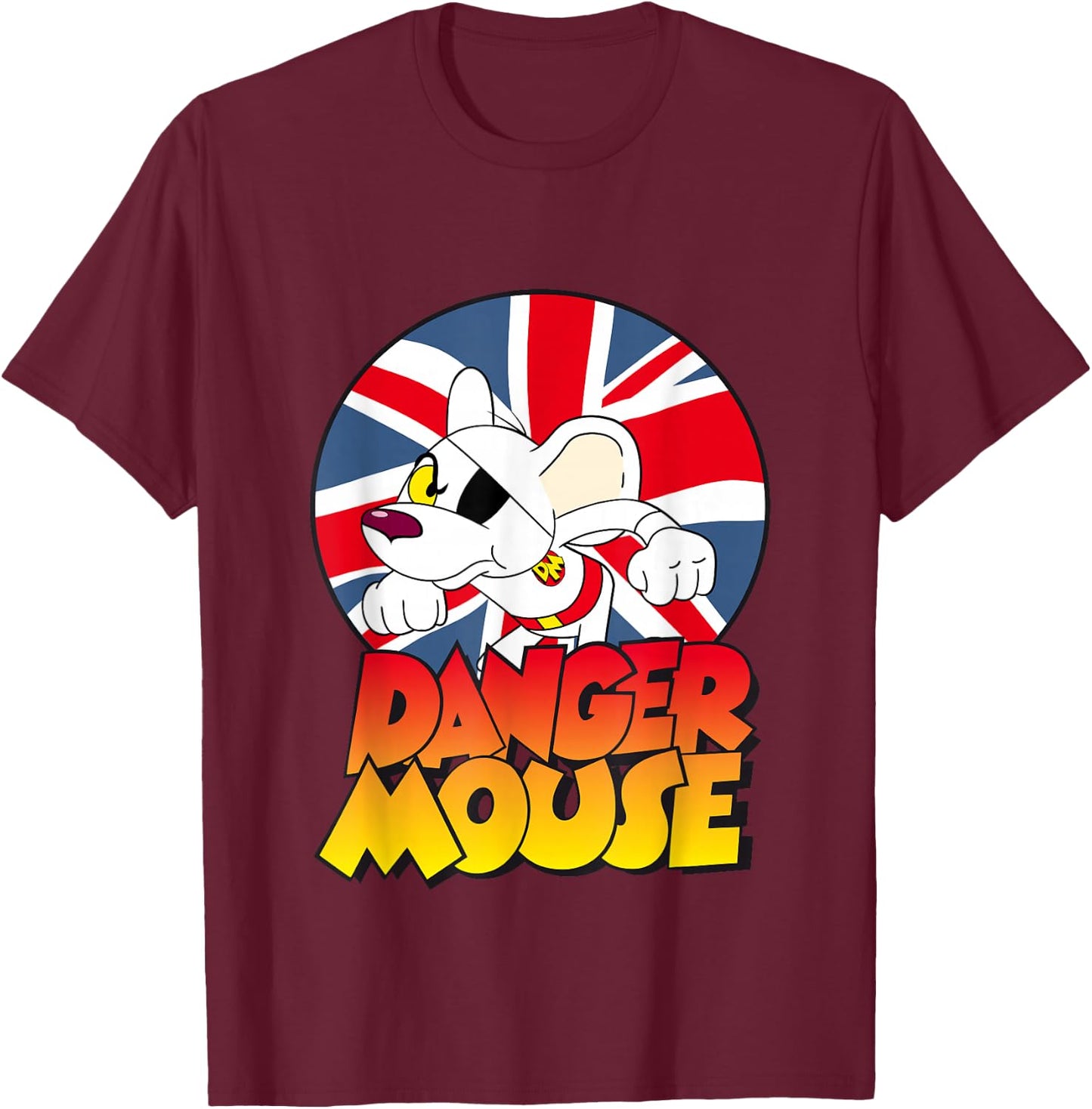Danger Mouse Union Jack Circle T-Shirt - T-Shirt | Maroon