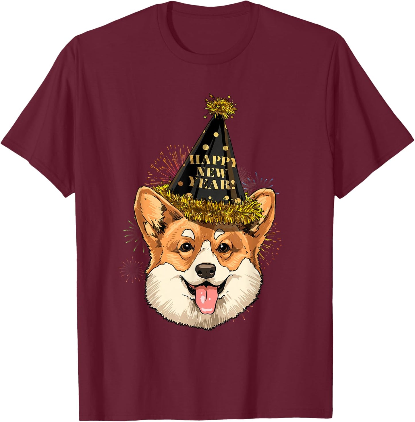 New Year Corgi New Year's Eve Party Countdown Corgi Lover T-Shirt - T-Shirt | Maroon