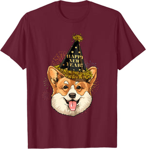 New Year Corgi New Year's Eve Party Countdown Corgi Lover T-Shirt - T-Shirt | Maroon