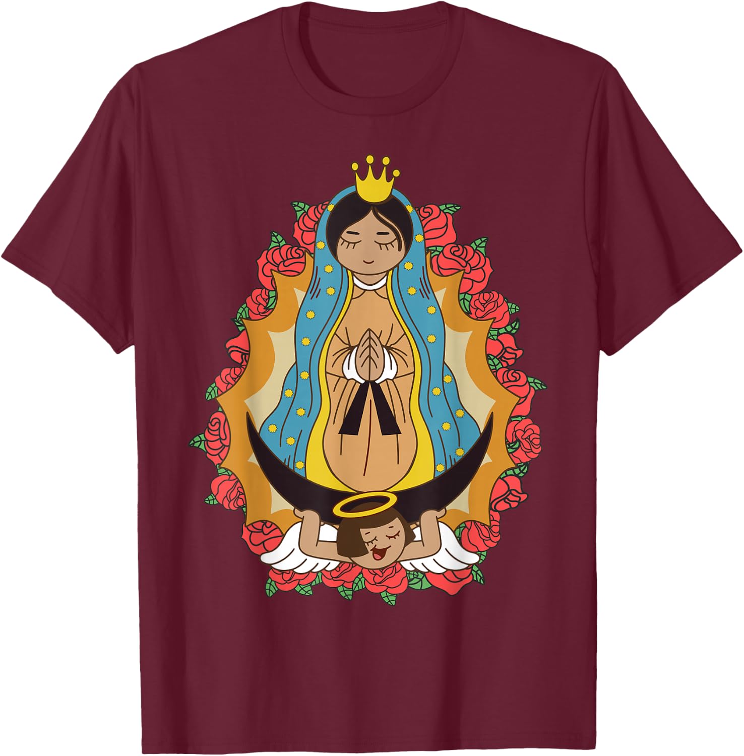 Cute Virgen de Guadalupe for Kids Women Our Lady Guadalupe T-Shirt - T-Shirt | Maroon