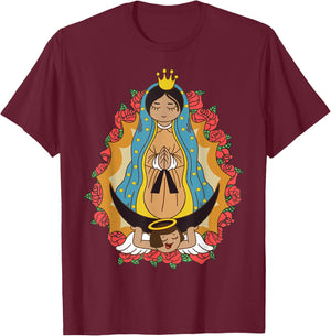 Cute Virgen de Guadalupe for Kids Women Our Lady Guadalupe T-Shirt - T-Shirt | Maroon