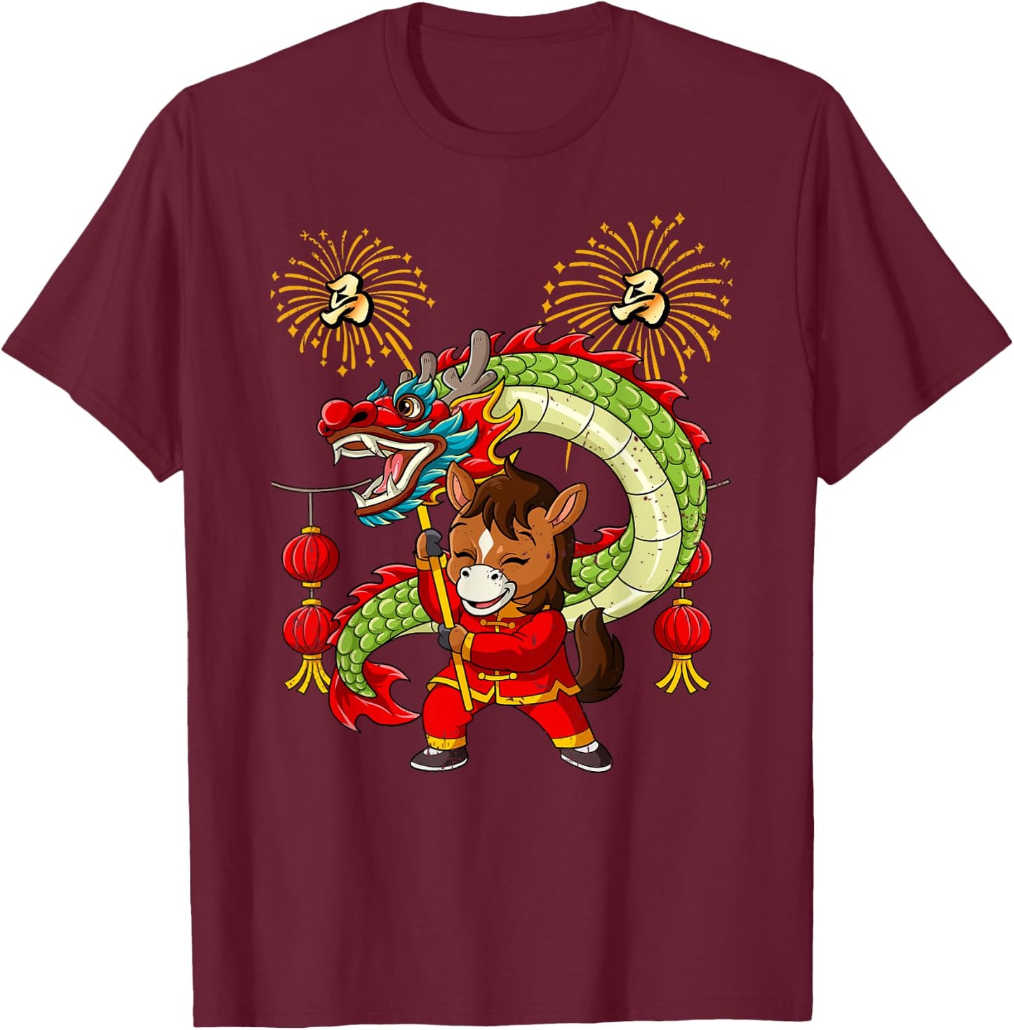 Year Of The Horse Chinese Lunar New Year T-Shirt - T-Shirt | Maroon