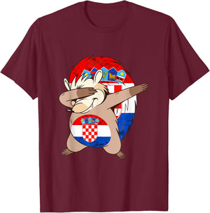 Hrvatska Hedgehog Croatian Soccer Team Croatian Flag Croatia T-Shirt - T-Shirt | Maroon