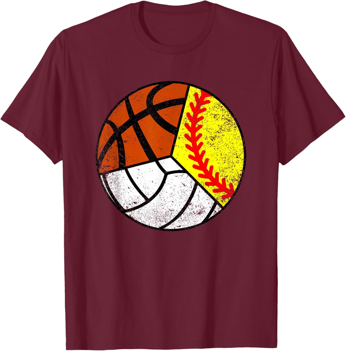 Softball Volleyball Basketball Player Funny Ball Sport T-Shirt - T-Shirt | Maroon