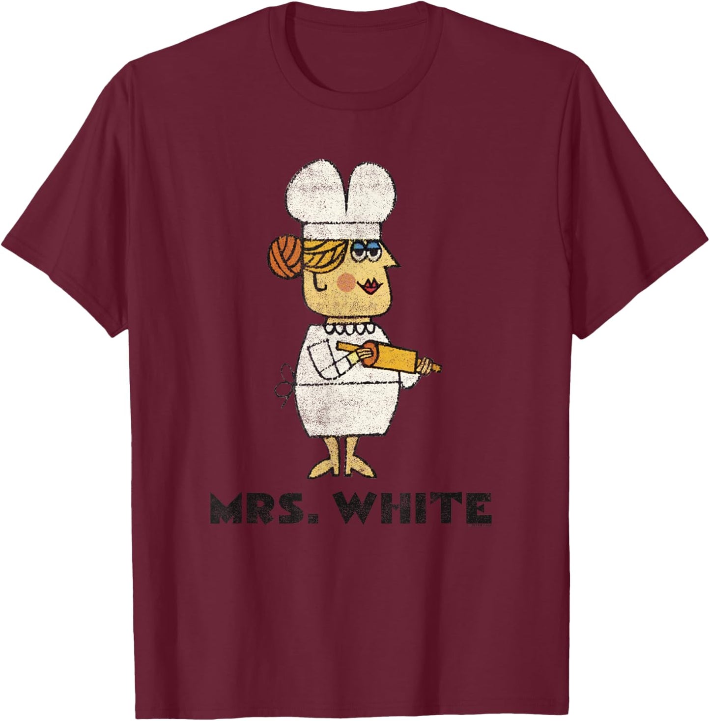 Clue Retro Mrs. White Portrait T-Shirt - T-Shirt | Maroon