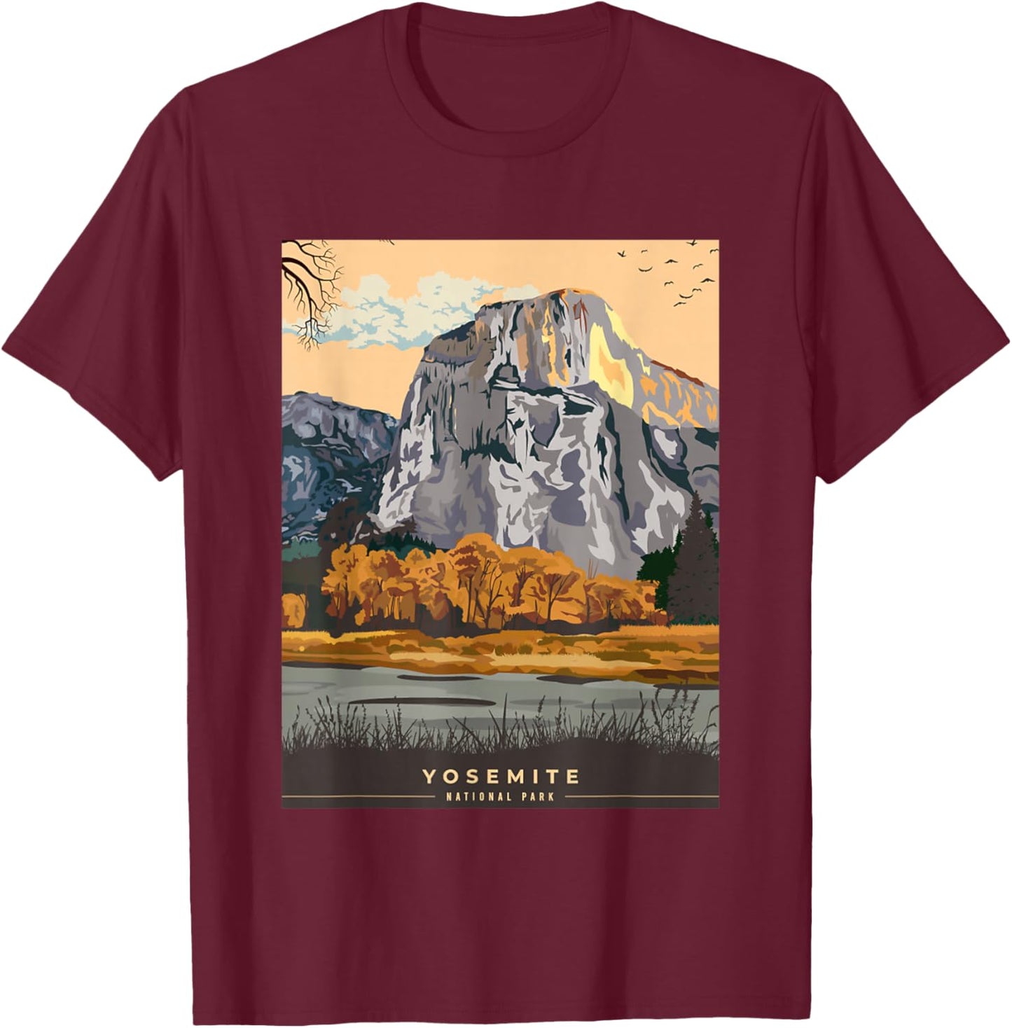 Yosemite National Park - Retro / Throwback Design - Classic T-Shirt - T-Shirt | Maroon