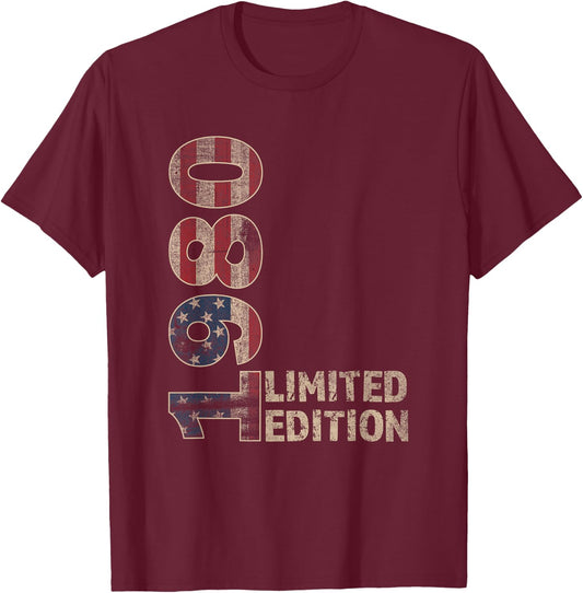 45th Birthday Gift men Vintage born 1980 turning 45 Year Old T-Shirt - T-Shirt | Maroon