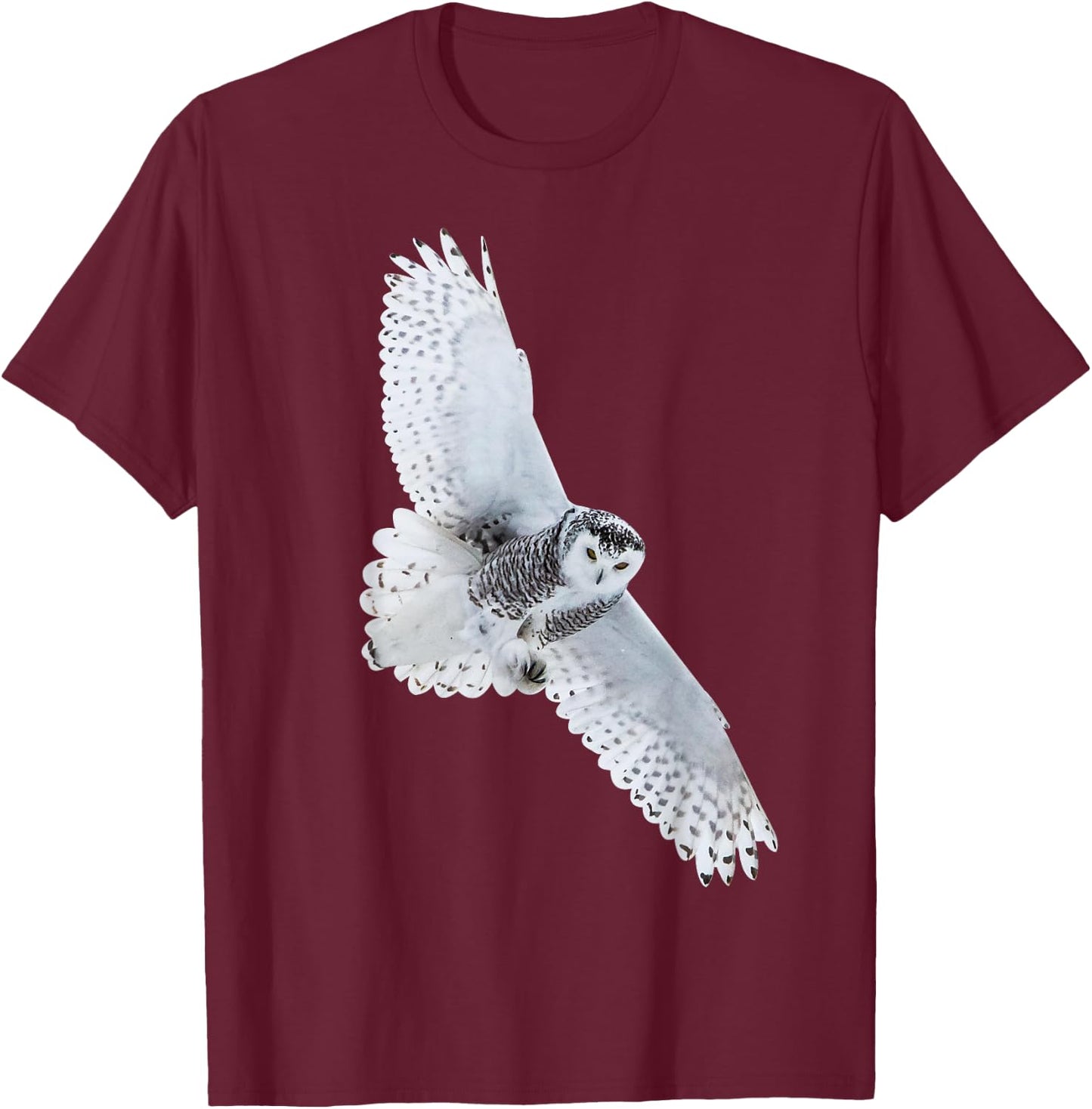 @n!mal -Adults & Kids Owl Bird Motif Animals Bird Design Owl - Black - Small - Short Sleeve - Cotton 60%, Polyester 40% T-Shirt - T-Shirt | Maroon