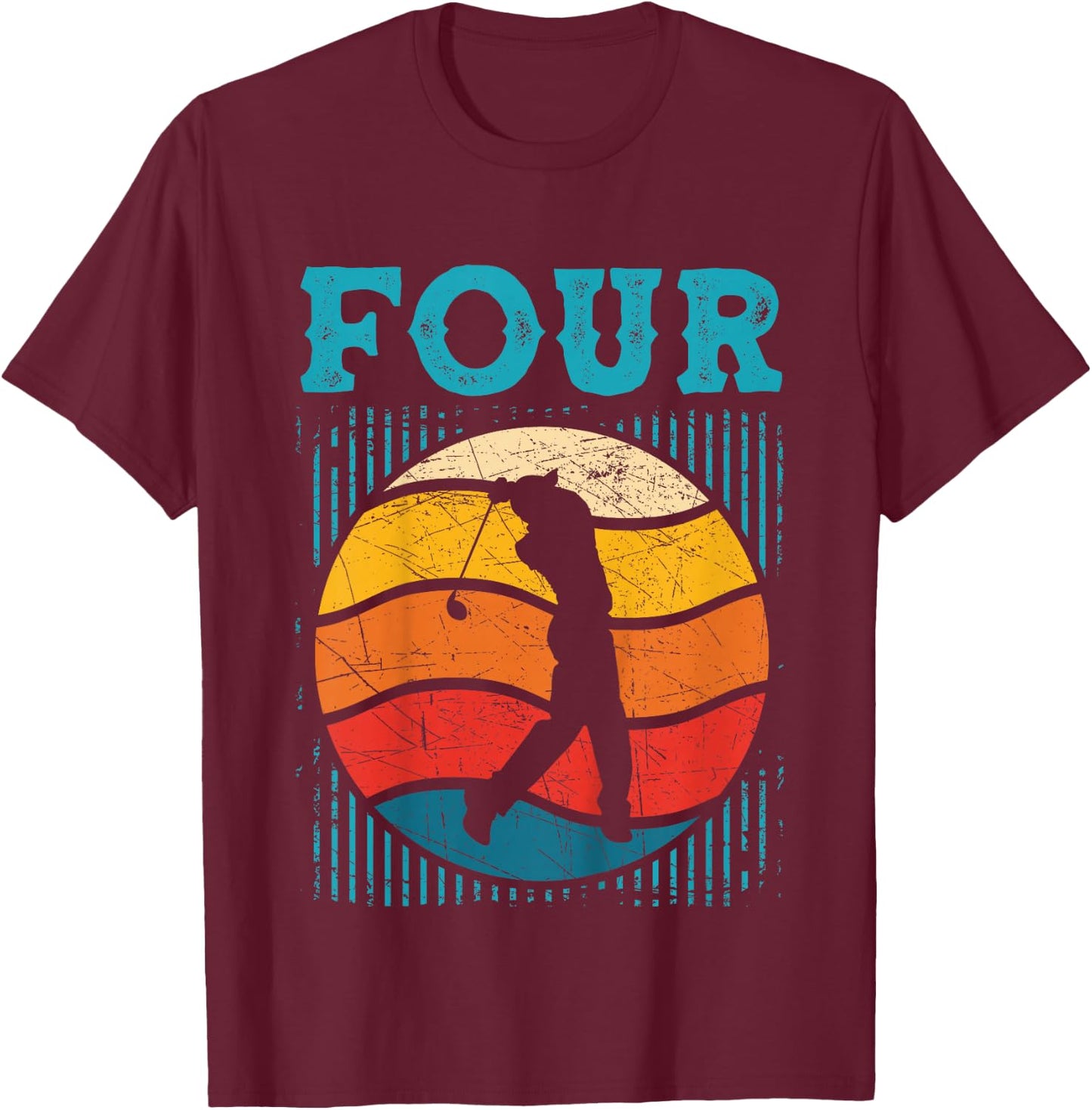 4th Birthday Retro Golf 4 Years Old Boy Girl T-Shirt - T-Shirt | Maroon