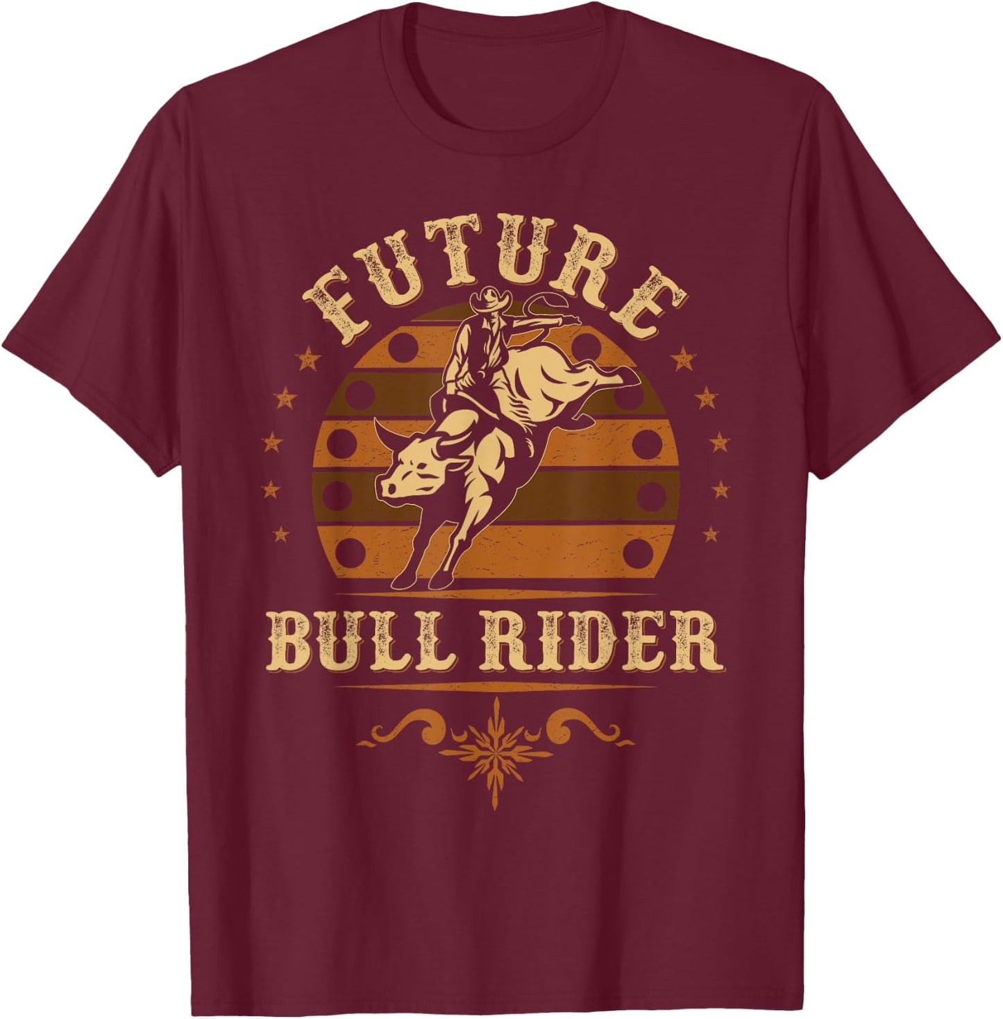 Future Bull Rider Boys Kids Rodeo Bull Riding Vintage Cowboy T-Shirt - T-Shirt | Maroon
