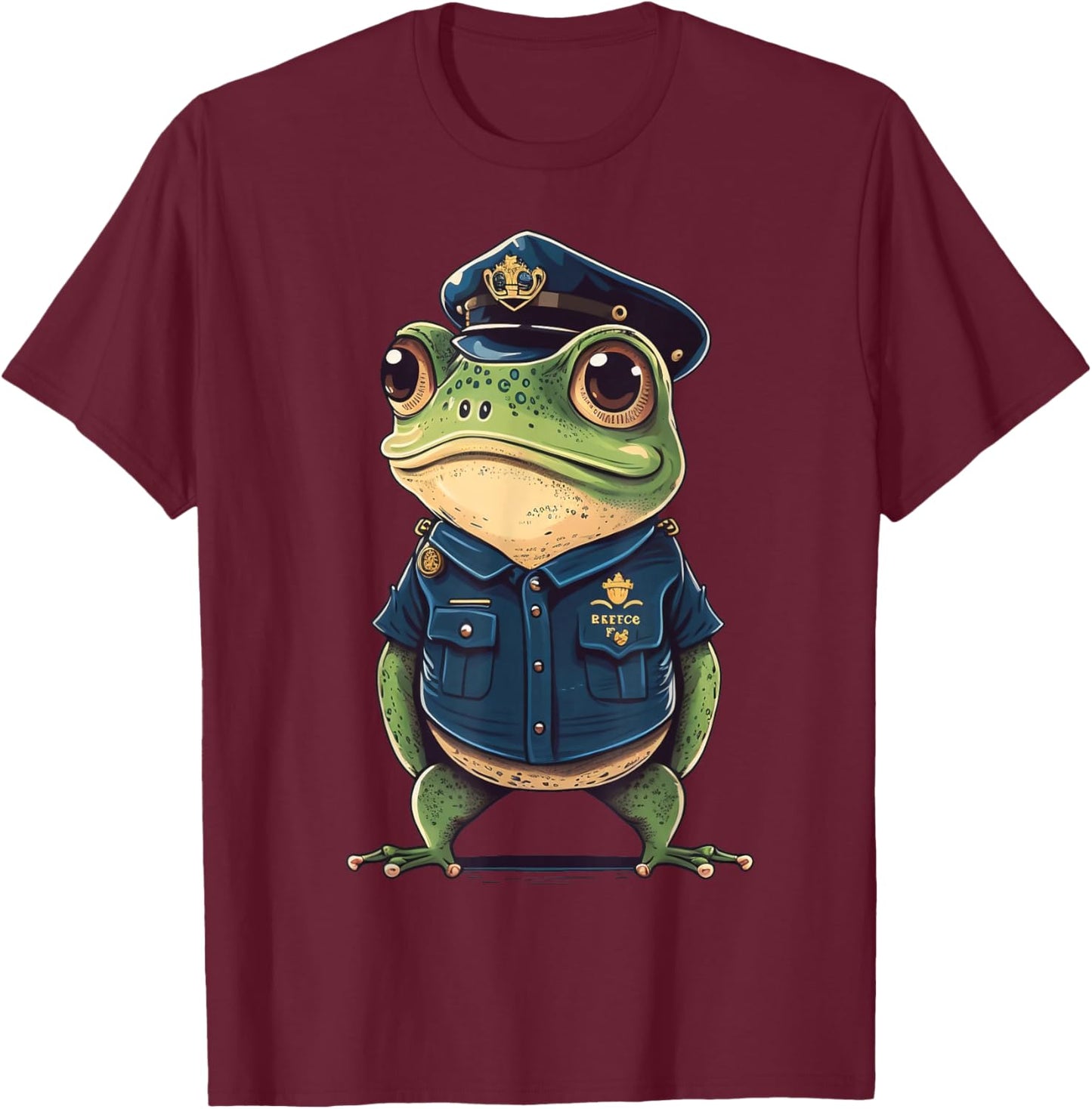 Police Officer Frog Cop on Police Frog T-Shirt - T-Shirt | Maroon